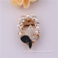 Bridal Bow Simulated Pearl Brooch with Clear Crystal Fq-B-987689